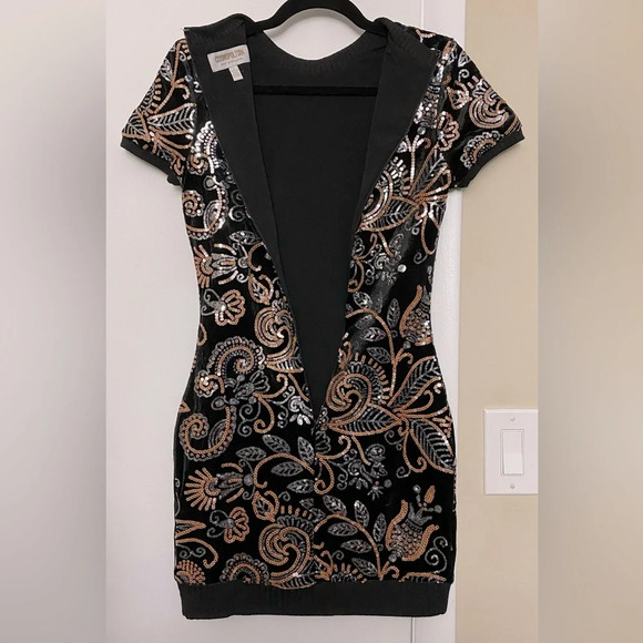 NWOT Dress the Population Malorie Velvet Sequin Bodycon Mini Dress Size Small - Picture 5 of 11